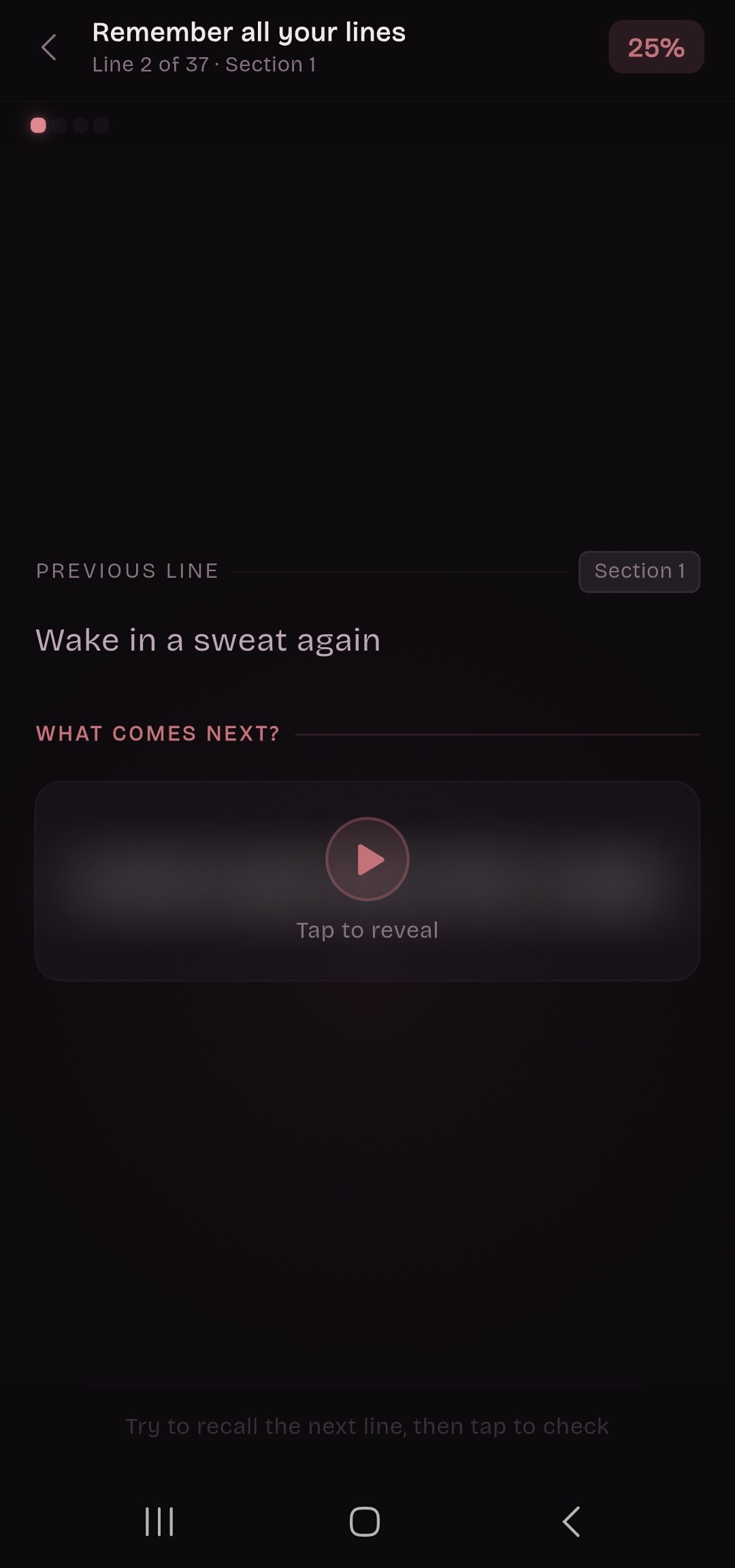 Learning card - recall prompt